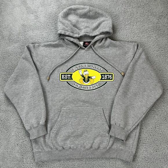 AKWA Sport Oregon Ducks Hoodie w Duck Logo Men's Size Large Gray Pullover Hoodie - Picture 1 of 10